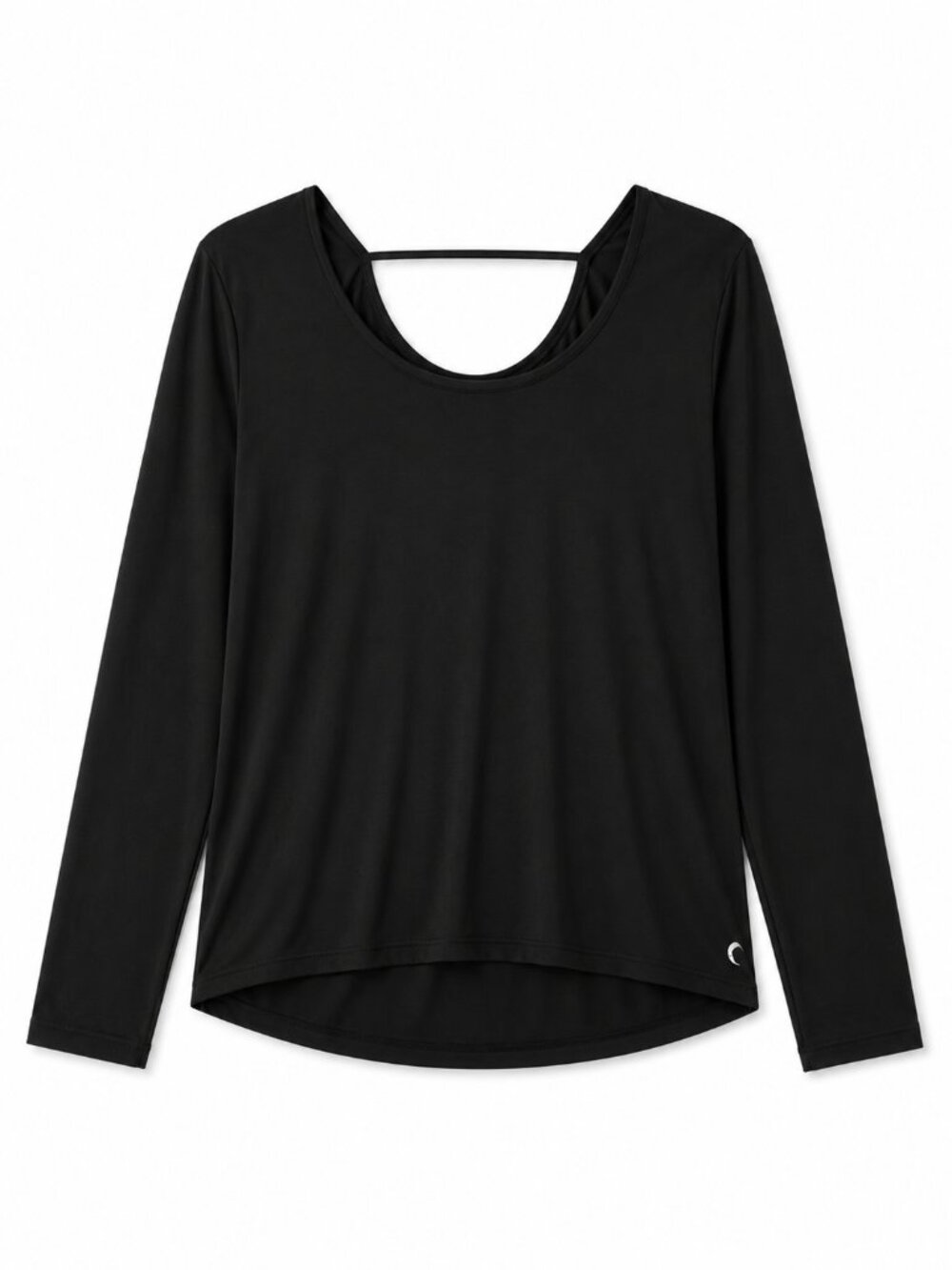 ZYIA Active Black Namaste Long Sleeve Open Back Yoga Top Large